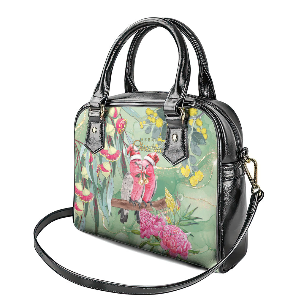 Australia Galah Birds Couple Christmas Shoulder Handbag Mint Glaze
