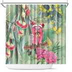 Australia Galah Birds Couple Christmas Shower Curtain Mint Glaze