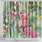 Australia Galah Birds Couple Christmas Shower Curtain Mint Glaze