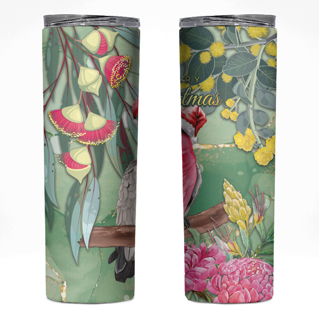 Australia Galah Birds Couple Christmas Skinny Tumbler Mint Glaze