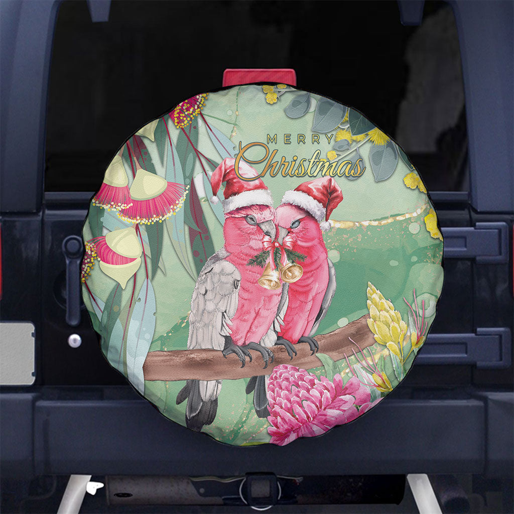 Australia Galah Birds Couple Christmas Spare Tire Cover Mint Glaze
