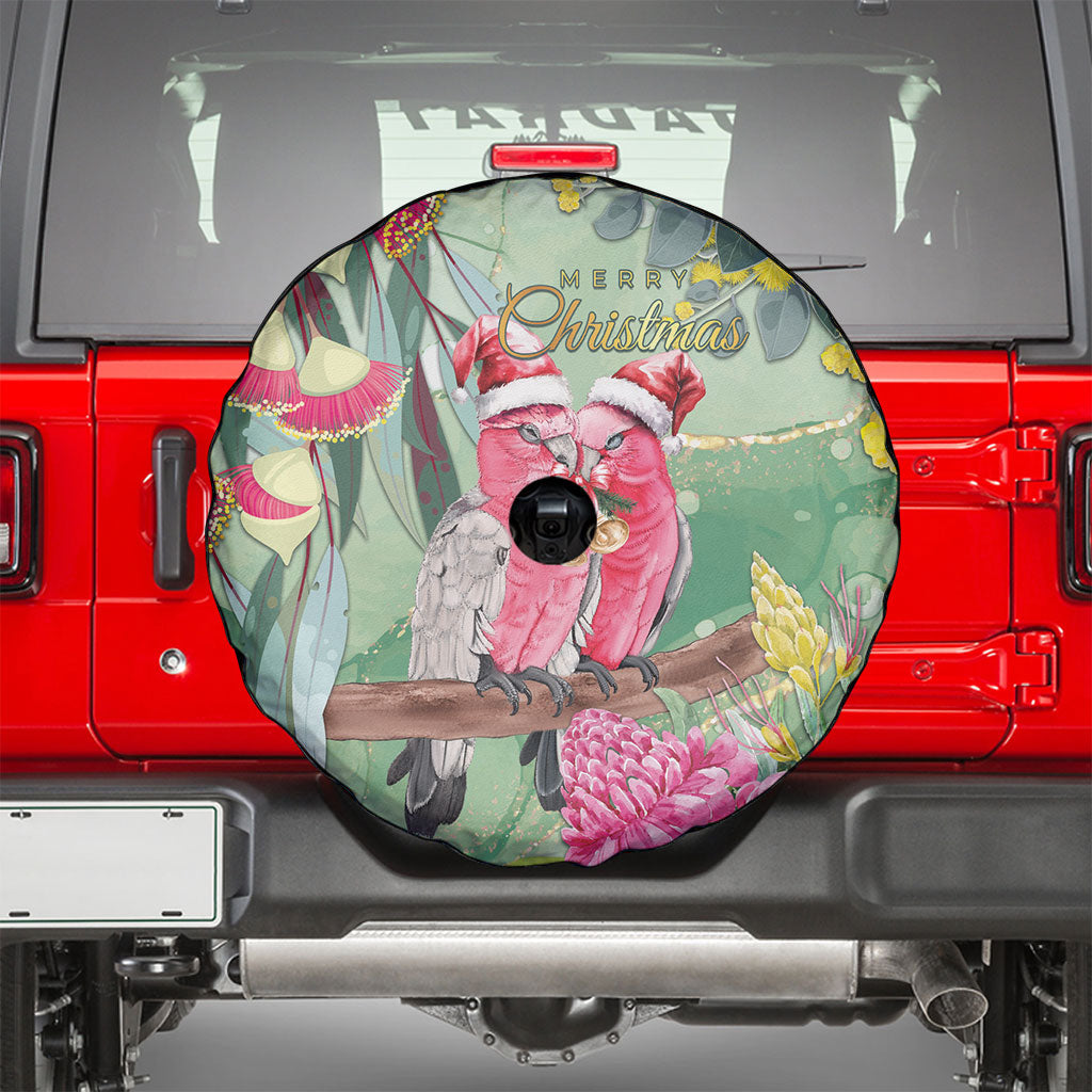 Australia Galah Birds Couple Christmas Spare Tire Cover Mint Glaze