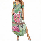 Australia Galah Birds Couple Christmas Summer Maxi Dress Mint Glaze