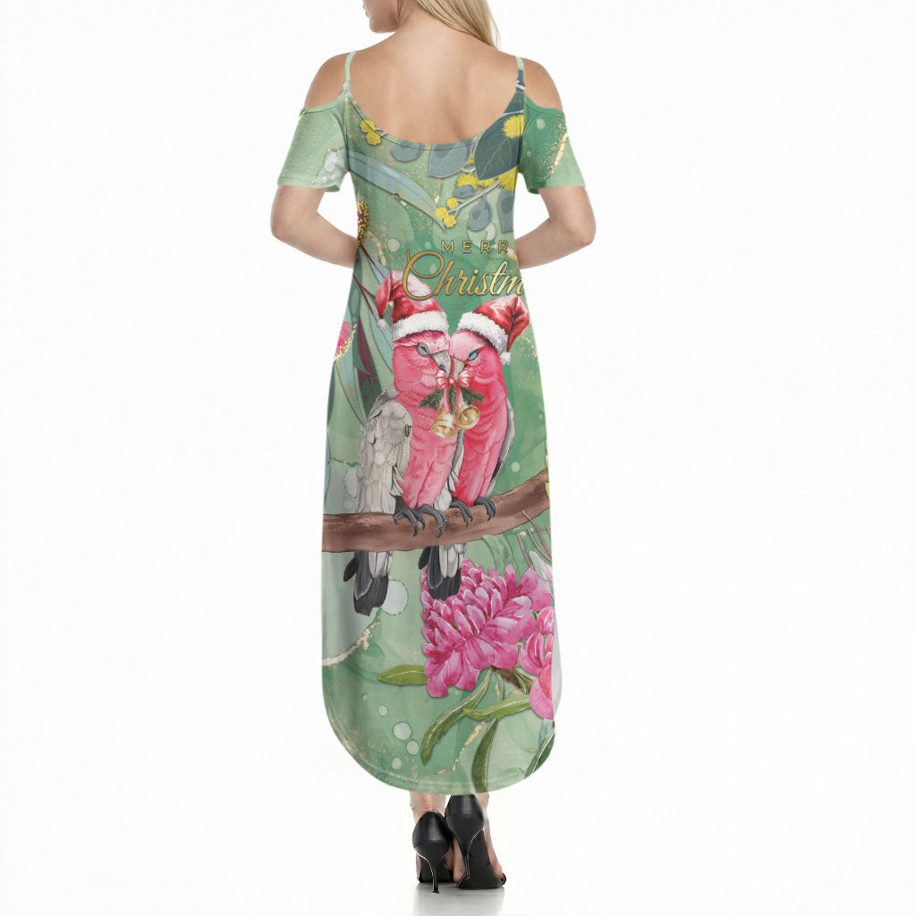 Australia Galah Birds Couple Christmas Summer Maxi Dress Mint Glaze