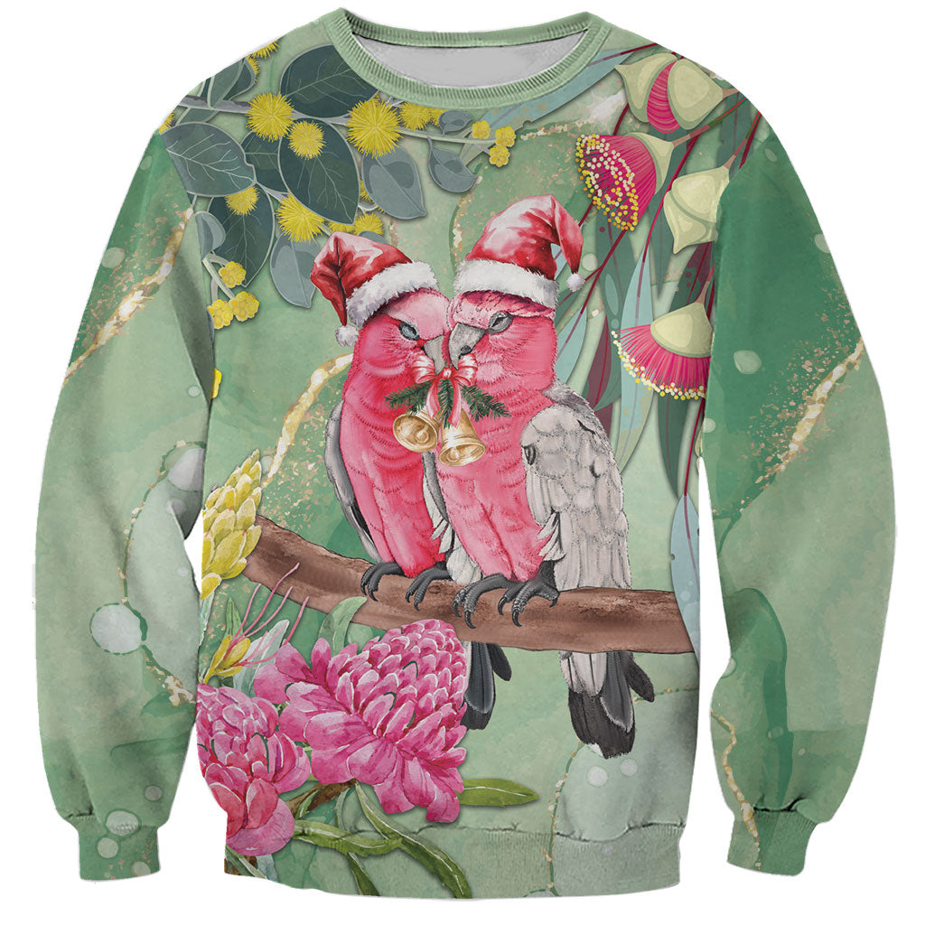 Australia Galah Birds Couple Christmas Sweatshirt Mint Glaze