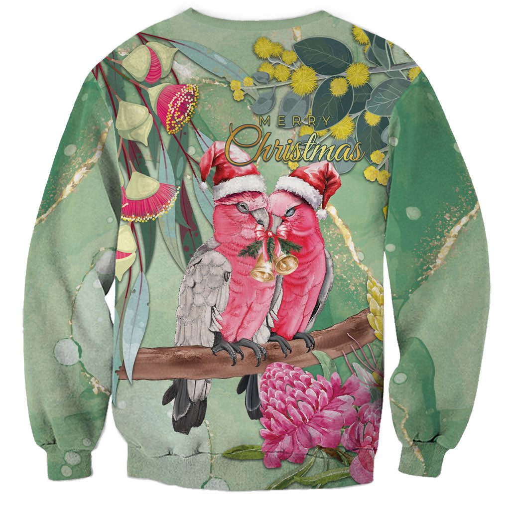 Australia Galah Birds Couple Christmas Sweatshirt Mint Glaze