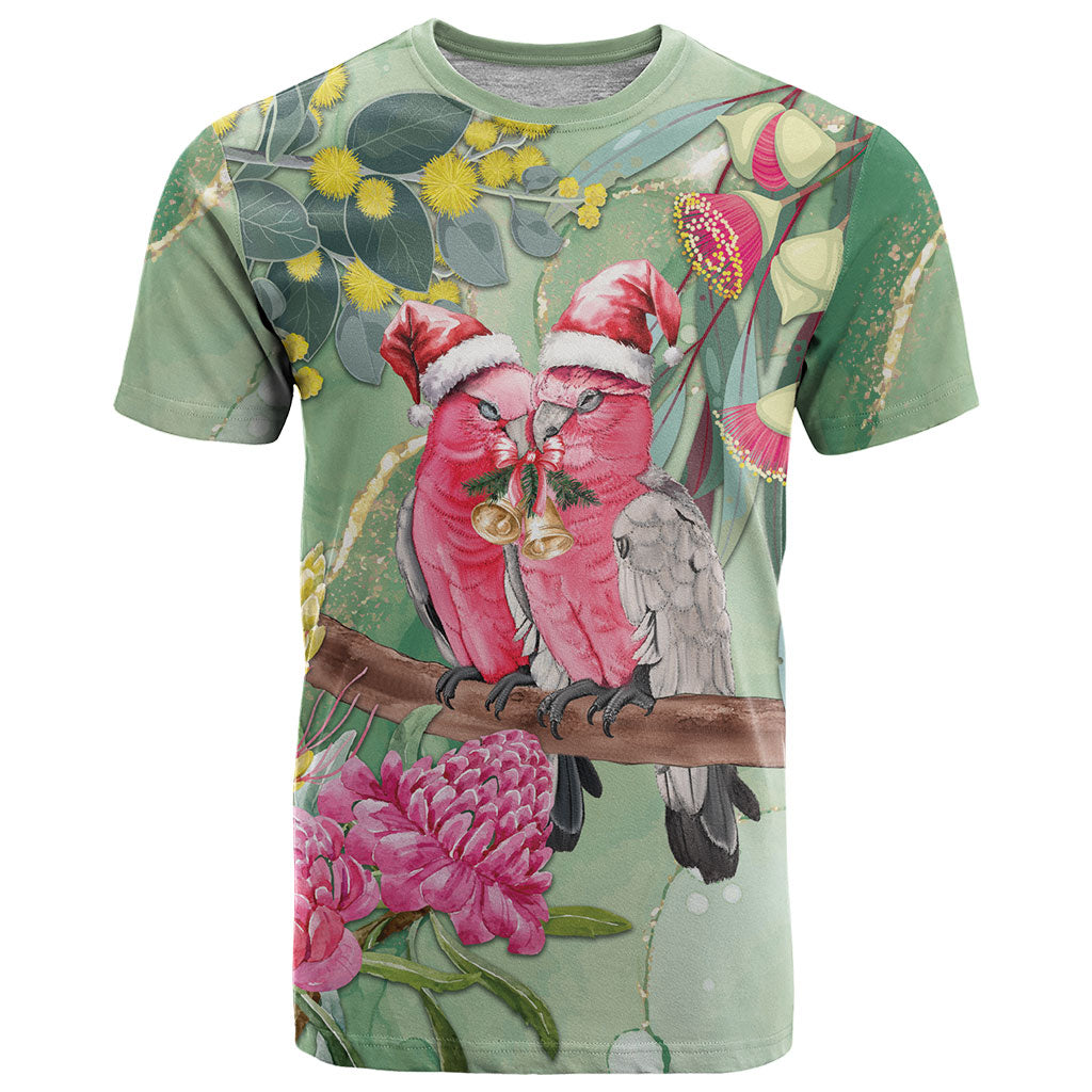 Australia Galah Birds Couple Christmas T Shirt Mint Glaze