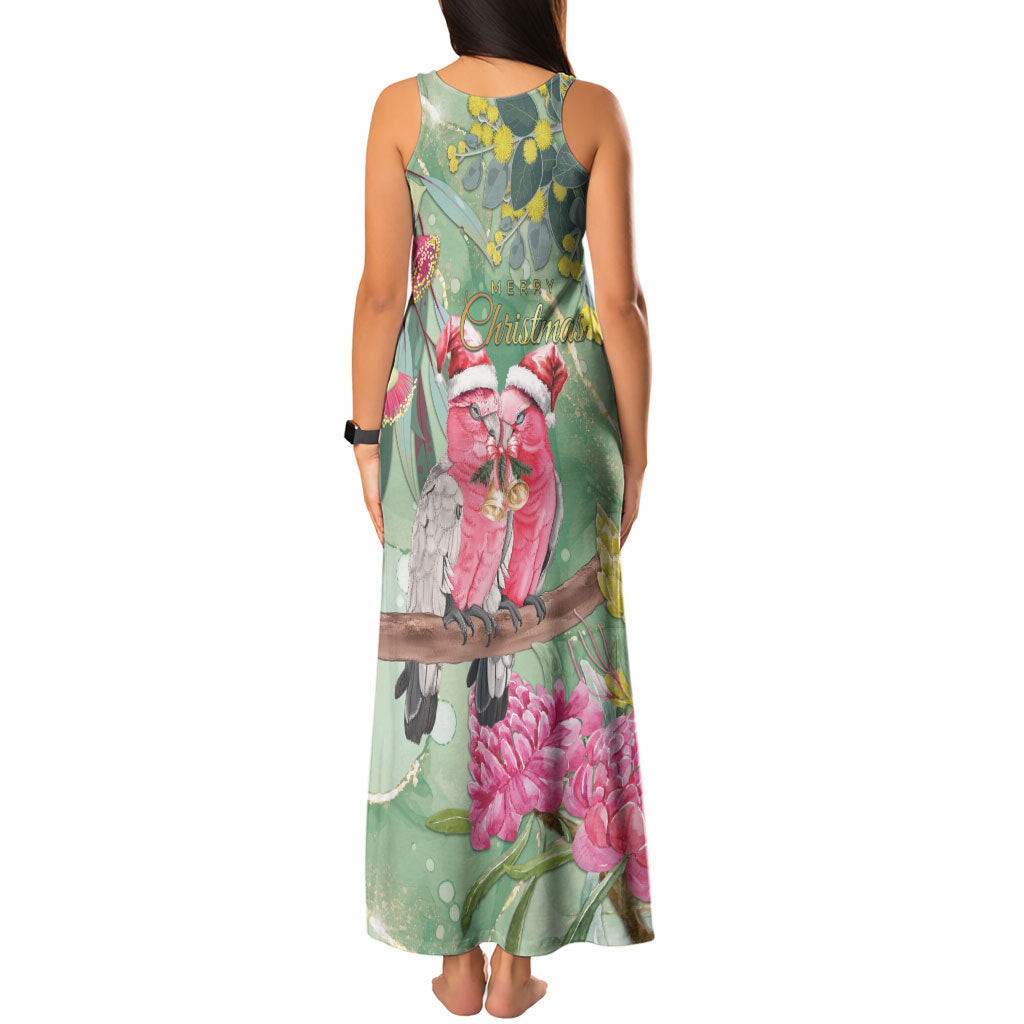 Australia Galah Birds Couple Christmas Tank Maxi Dress Mint Glaze