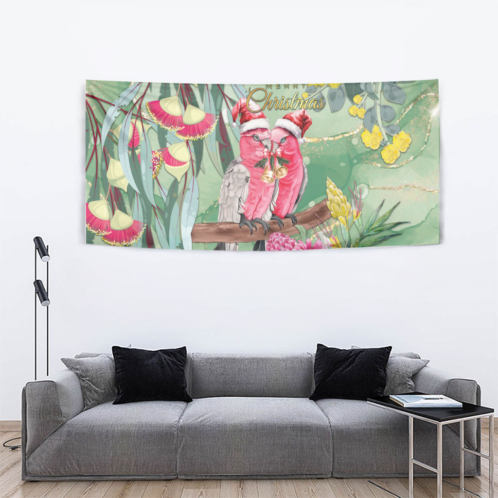 Australia Galah Birds Couple Christmas Tapestry Mint Glaze