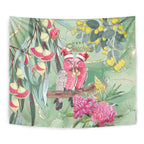 Australia Galah Birds Couple Christmas Tapestry Mint Glaze