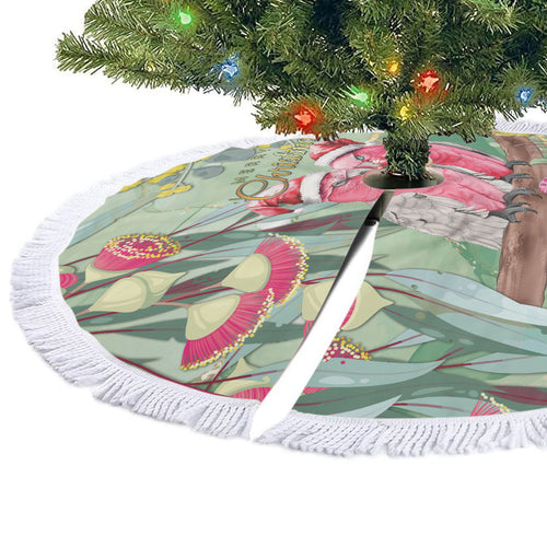 Australia Galah Birds Couple Christmas Tree Skirt Mint Glaze