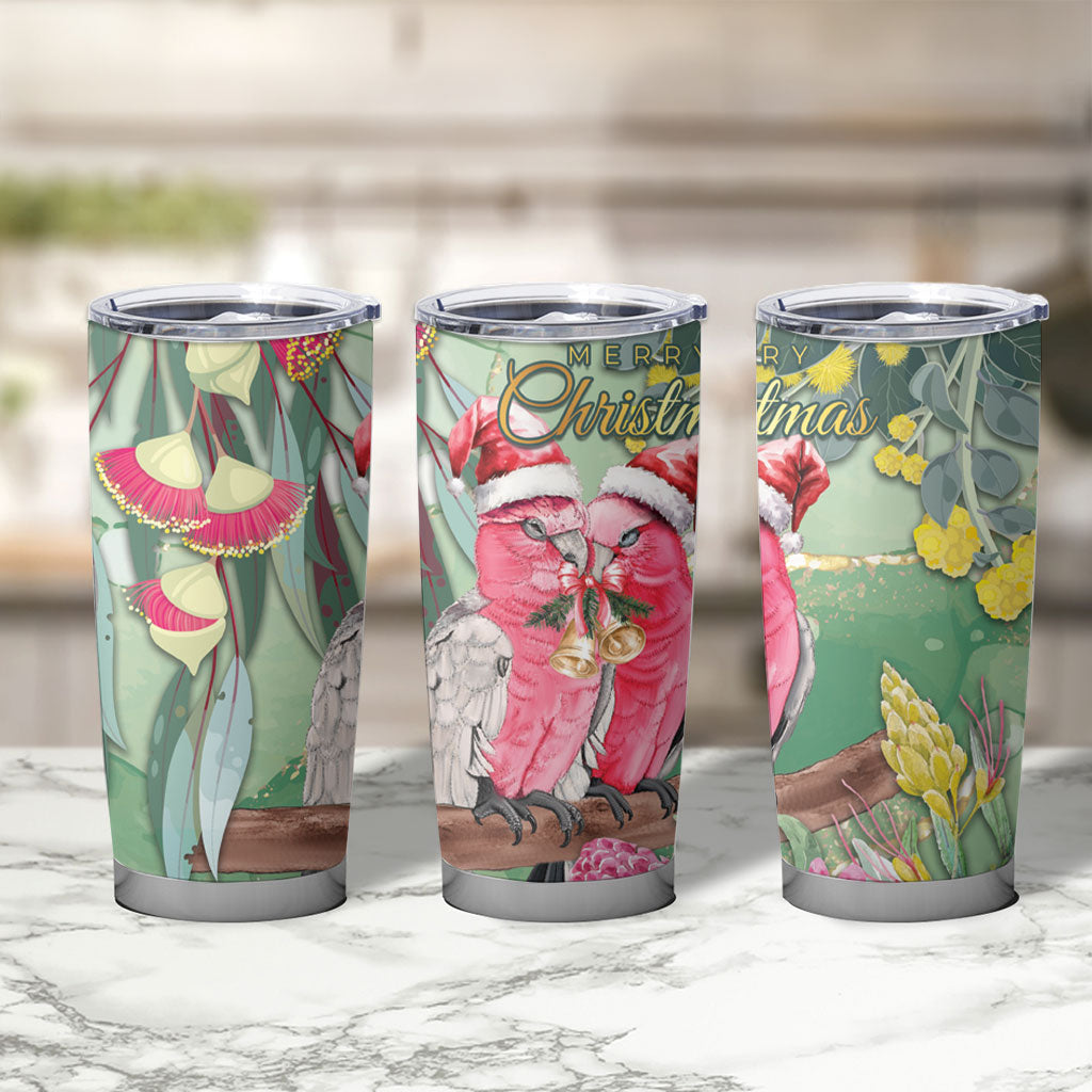 Australia Galah Birds Couple Christmas Tumbler Cup Mint Glaze
