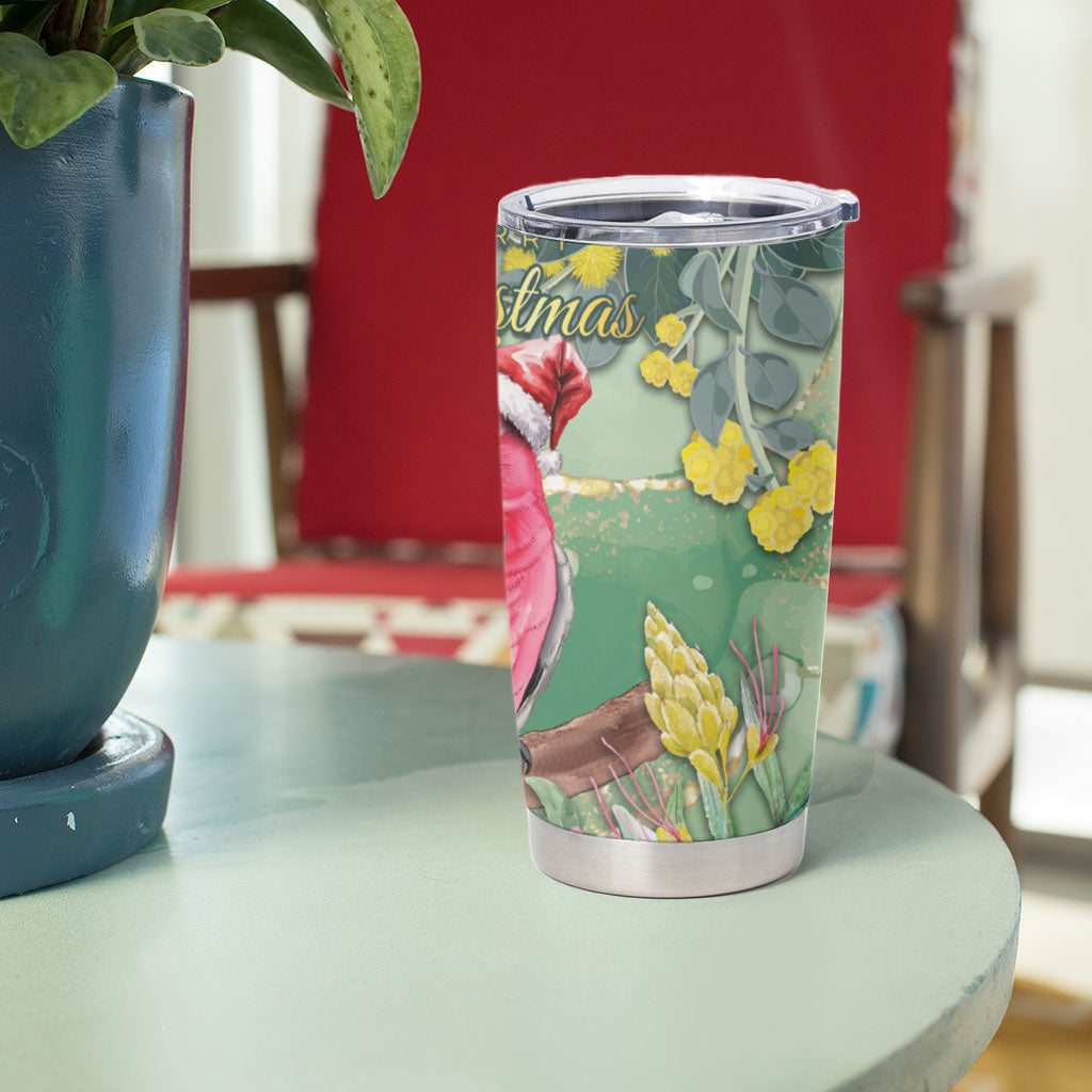 Australia Galah Birds Couple Christmas Tumbler Cup Mint Glaze