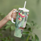 Australia Galah Birds Couple Christmas Tumbler With Handle Mint Glaze