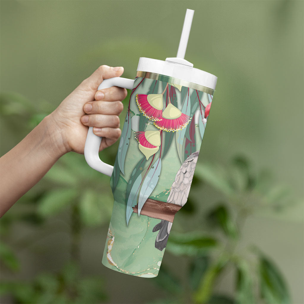 Australia Galah Birds Couple Christmas Tumbler With Handle Mint Glaze
