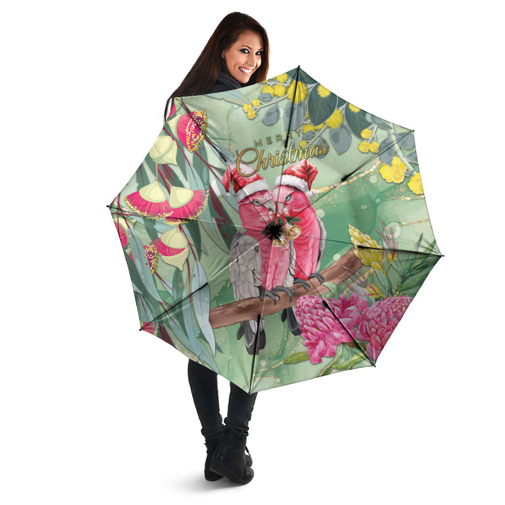 Australia Galah Birds Couple Christmas Umbrella Mint Glaze