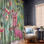 Australia Galah Birds Couple Christmas Window Curtain Mint Glaze
