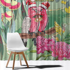 Australia Galah Birds Couple Christmas Window Curtain Mint Glaze
