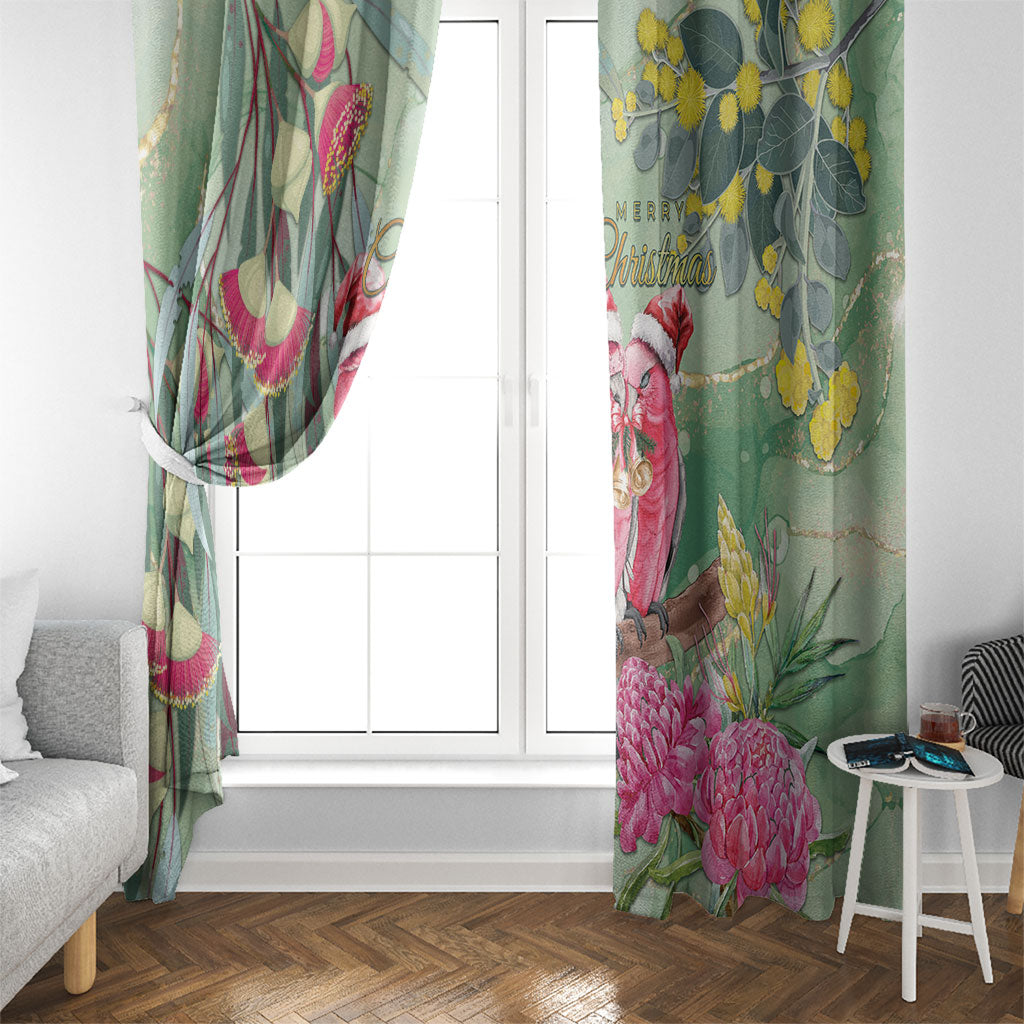 Australia Galah Birds Couple Christmas Window Curtain Mint Glaze