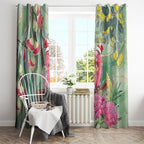 Australia Galah Birds Couple Christmas Window Curtain Mint Glaze