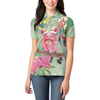 Australia Galah Birds Couple Christmas Women Polo Shirt Mint Glaze