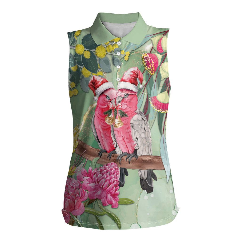 Australia Galah Birds Couple Christmas Women Sleeveless Polo Shirt Mint Glaze