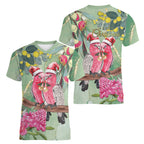Australia Galah Birds Couple Christmas Women V-Neck T-Shirt Mint Glaze