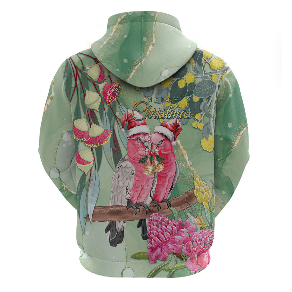 Australia Galah Birds Couple Christmas Zip Hoodie Mint Glaze