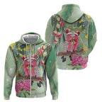 Australia Galah Birds Couple Christmas Zip Hoodie Mint Glaze