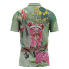 Australia Galah Birds Couple Christmas Zipper Polo Shirt Mint Glaze