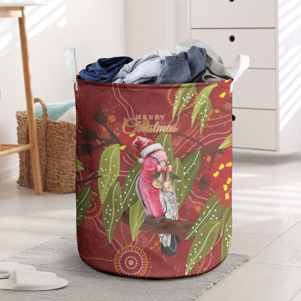 Australia Christmas Indigenous Laundry Basket Galah Bird on Eucalyptus