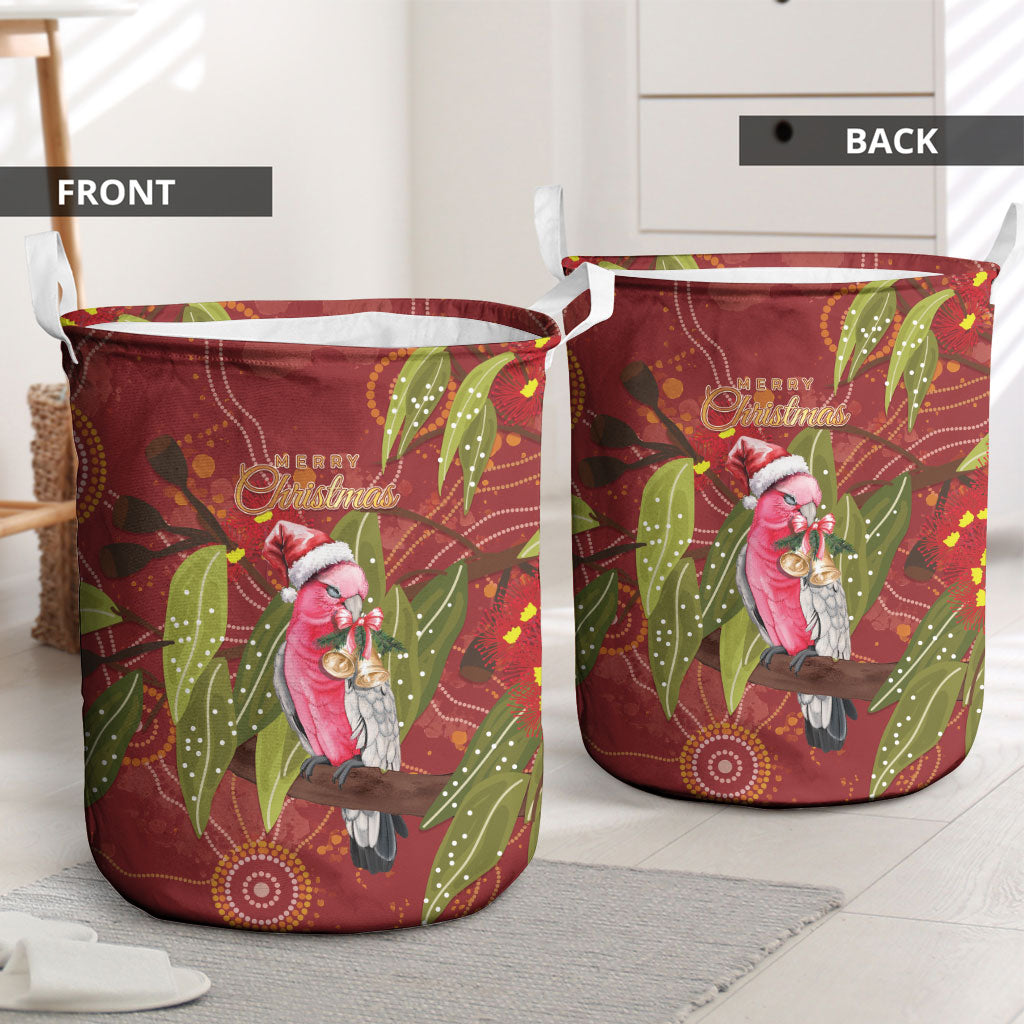 Australia Christmas Indigenous Laundry Basket Galah Bird on Eucalyptus