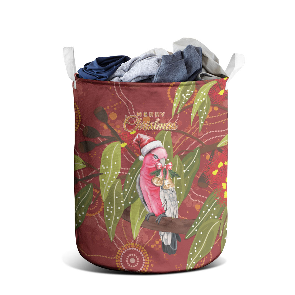 Australia Christmas Indigenous Laundry Basket Galah Bird on Eucalyptus