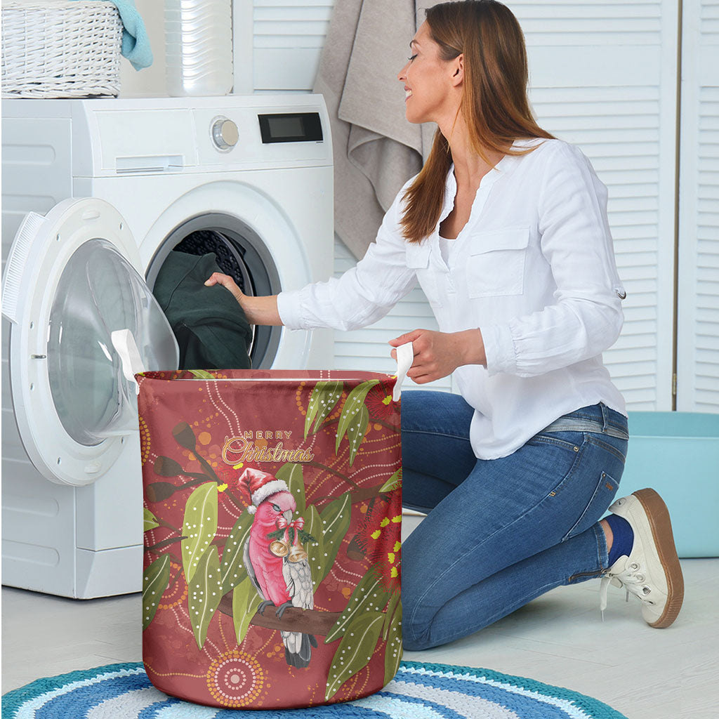 Australia Christmas Indigenous Laundry Basket Galah Bird on Eucalyptus