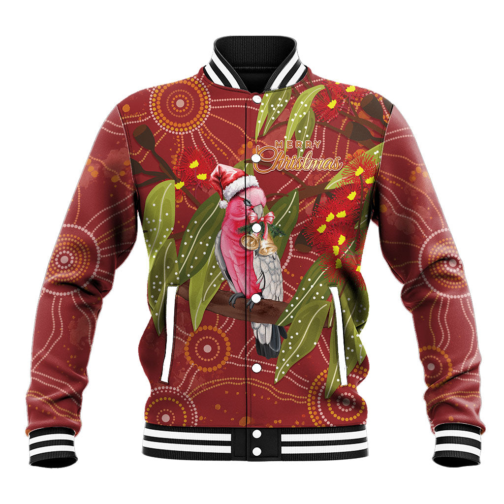 Australia Christmas Indigenous Baseball Jacket Galah Bird on Eucalyptus