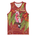 Australia Christmas Indigenous Basketball Jersey Galah Bird on Eucalyptus