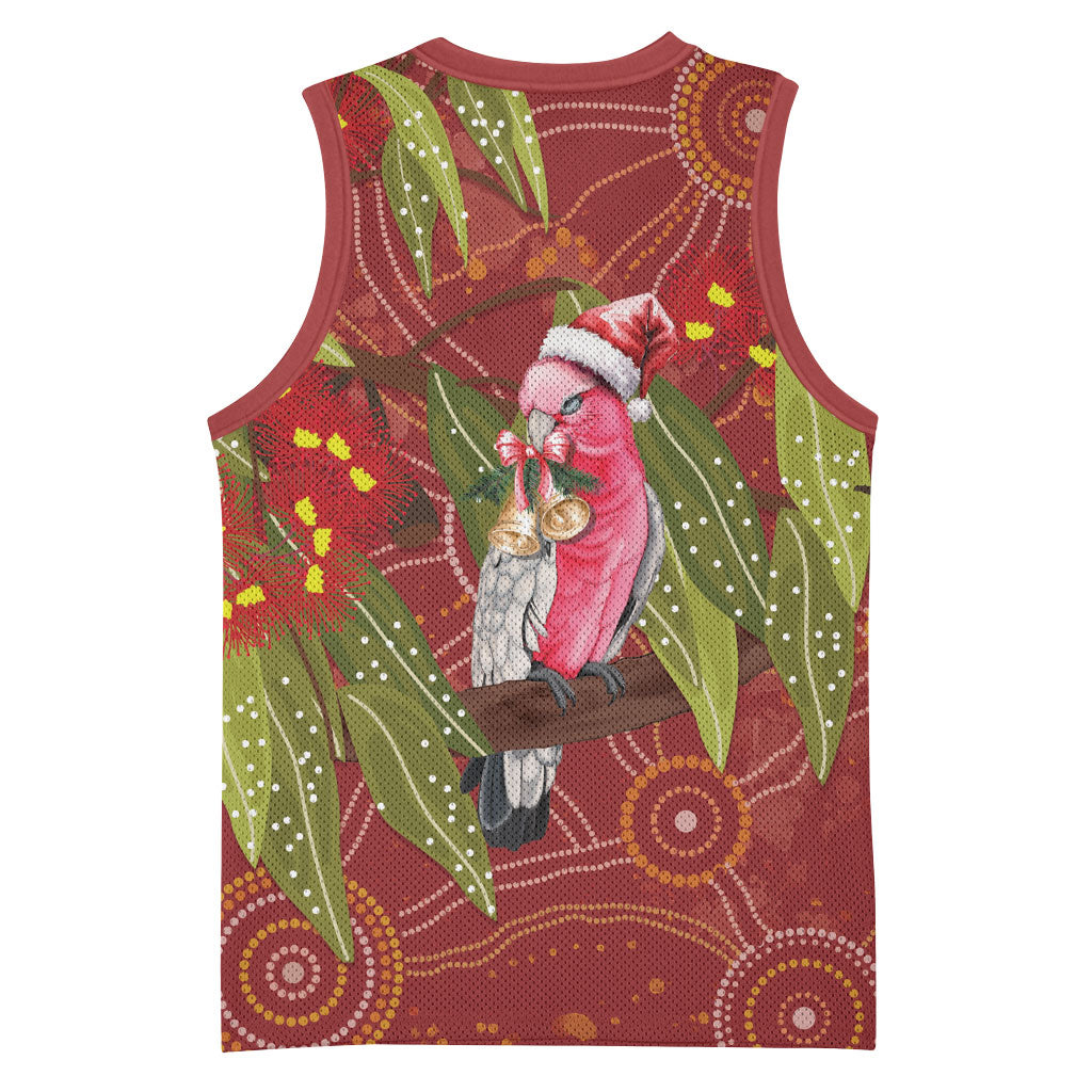 Australia Christmas Indigenous Basketball Jersey Galah Bird on Eucalyptus
