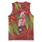 Australia Christmas Indigenous Basketball Jersey Galah Bird on Eucalyptus