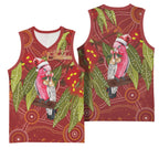 Australia Christmas Indigenous Basketball Jersey Galah Bird on Eucalyptus
