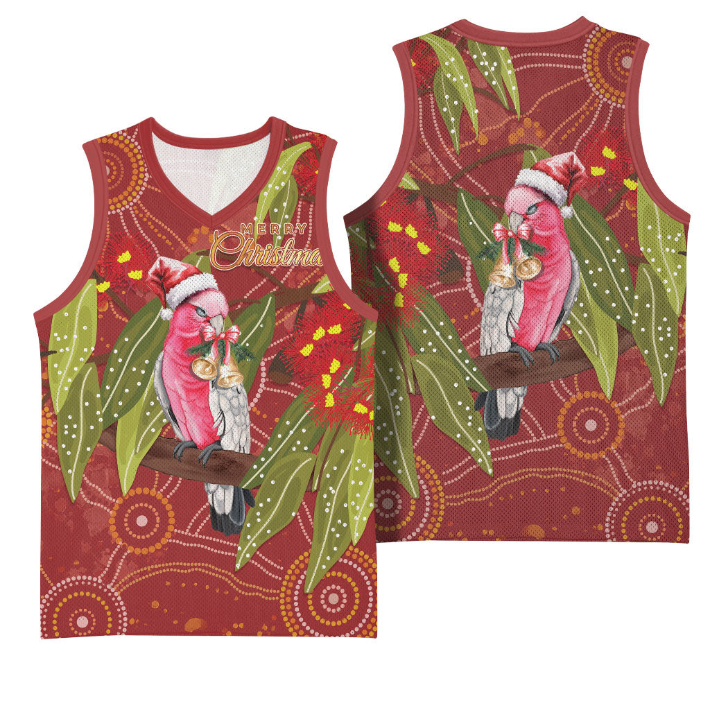 Australia Christmas Indigenous Basketball Jersey Galah Bird on Eucalyptus