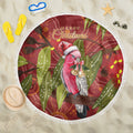 Australia Christmas Indigenous Beach Blanket Galah Bird on Eucalyptus