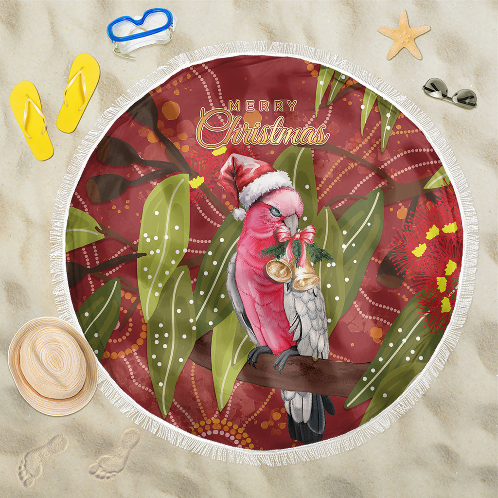 Australia Christmas Indigenous Beach Blanket Galah Bird on Eucalyptus