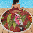 Australia Christmas Indigenous Beach Blanket Galah Bird on Eucalyptus