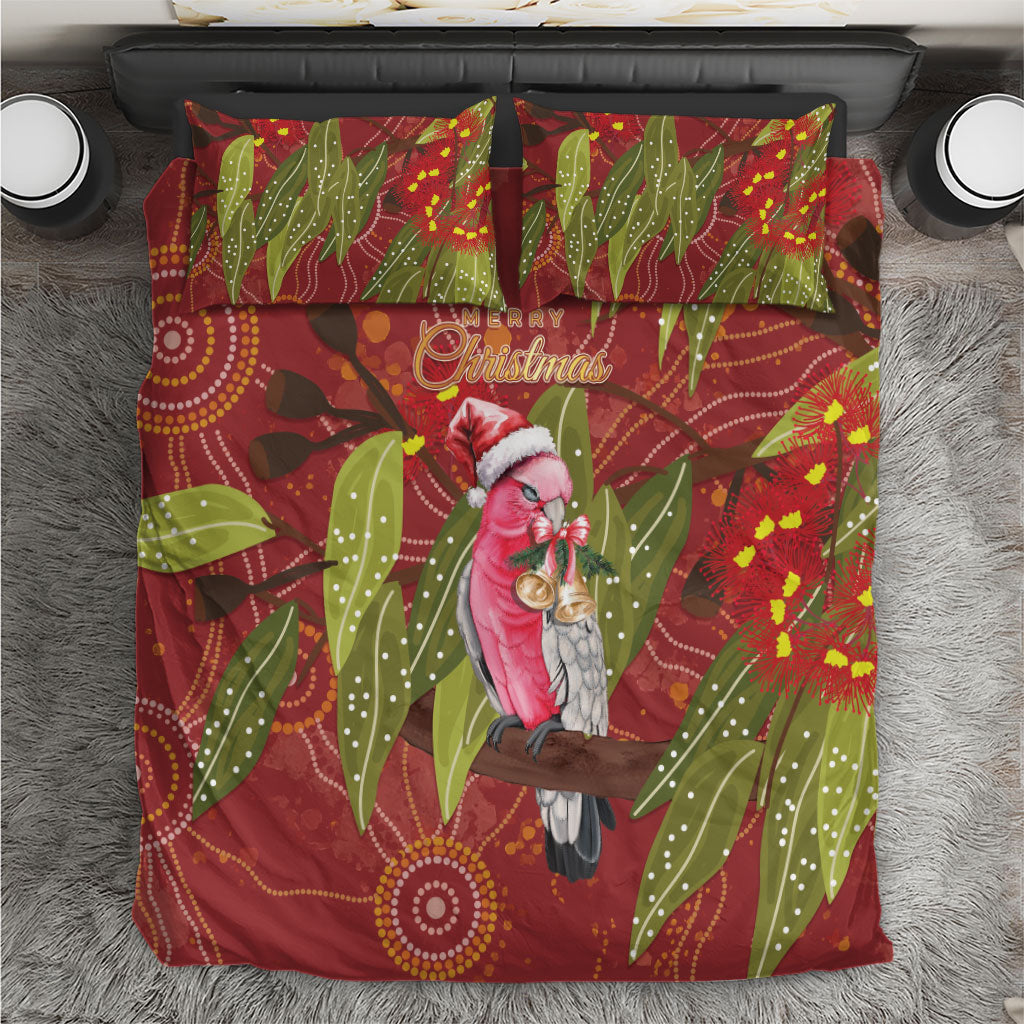 Australia Christmas Indigenous Bedding Set Galah Bird on Eucalyptus