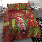 Australia Christmas Indigenous Bedding Set Galah Bird on Eucalyptus