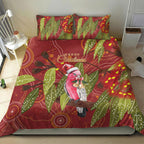 Australia Christmas Indigenous Bedding Set Galah Bird on Eucalyptus