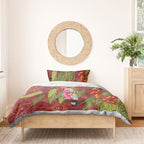 Australia Christmas Indigenous Bedding Set Galah Bird on Eucalyptus