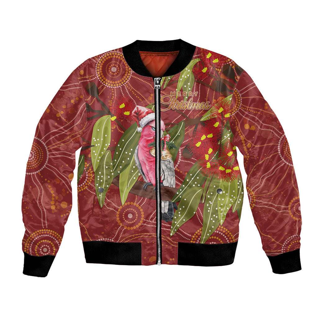 Australia Christmas Indigenous Bomber Jacket Galah Bird on Eucalyptus