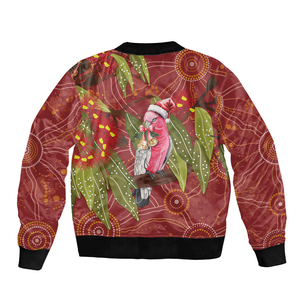 Australia Christmas Indigenous Bomber Jacket Galah Bird on Eucalyptus