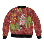 Australia Christmas Indigenous Bomber Jacket Galah Bird on Eucalyptus